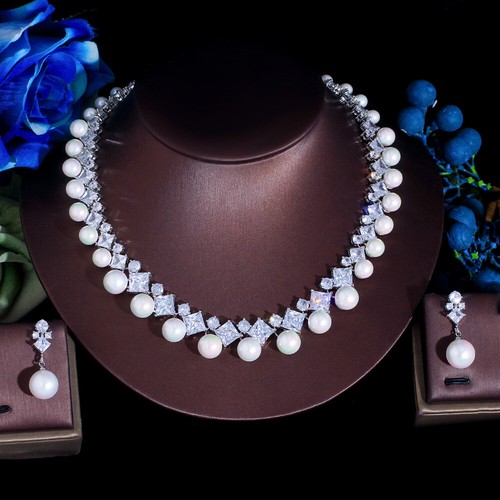 Collana orecchini goccia - , perle